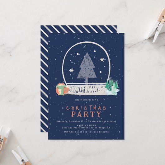 Vintager Winterschnee Night Weihnachten Party Einladung (Vorderseite/Rückseite Beispiel)