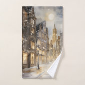 Vintager Winterschneefall im Stadtzentrum Badhandtuch Set (Handtuch)
