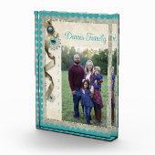 Vintager Winterschneeflockendampfer aquamarin Fotoblock (Rechts)