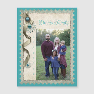 Vintager Winterschneeflockendampfer aquamarin Magnetkarte