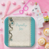 Vintager Winterschneeflockendampfer aquamarin Pappteller (Party)