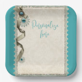 Vintager Winterschneeflockendampfer aquamarin Pappteller (Vorderseite)