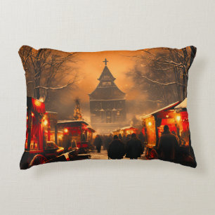 Vintager Winterschneemarkt Dekokissen