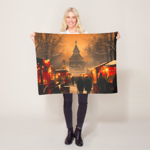 Vintager Winterschneemarkt Fleecedecke