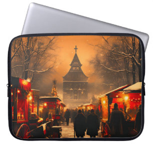 Vintager Winterschneemarkt Laptopschutzhülle