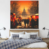 Vintager Winterschneemarkt Leinwanddruck (Insitu (Schlafzimmer))