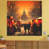 Vintager Winterschneemarkt Leinwanddruck (Insitu (Wohnzimmer))