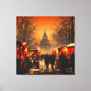 Vintager Winterschneemarkt Leinwanddruck