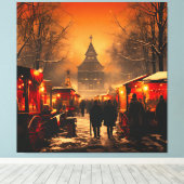 Vintager Winterschneemarkt Leinwanddruck (Insitu (Holzboden))