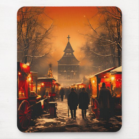 Vintager Winterschneemarkt Mousepad (Vorne)