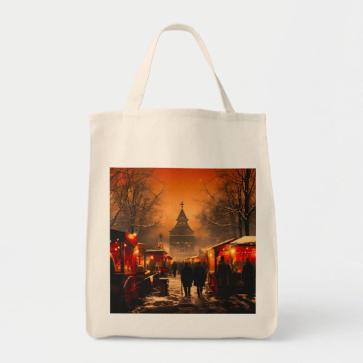 Vintager Winterschneemarkt Tragetasche (Vorne)