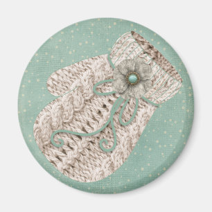 Vintager WinterseilStrick in Graublau Magnet