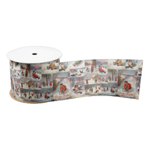 Vintager Winterspass Weihnachtskalender Satinband