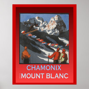 Vintager Wintersport, Berg Blanc Frankreichs Poster