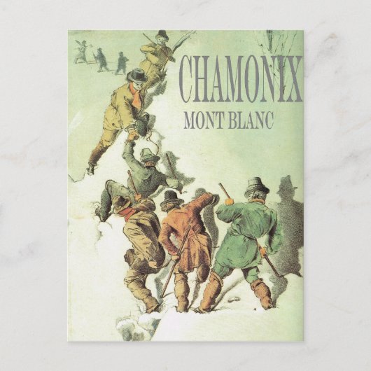 Vintager Wintersport, Chamonix, Mt Blanc Postkarte (Vorderseite)