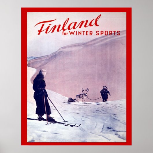 Vintager Wintersport, Finnland Poster (Vorne)