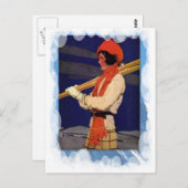 Vintager Wintersport - Mode auf den Pisten Postkarte (Vorne/Hinten)