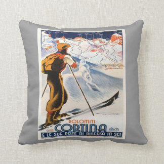 Vintager Wintersport, Ski Italien, Cortina Kissen