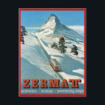 Vintager Wintersport, Ski Zermatt, Schweiz Postkarte<br><div class="desc">Vintager Wintersport,  Ski Zermatt,  Schweiz</div>