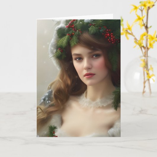 Vintager Winterurlaub Karte (Gelbe Blume)