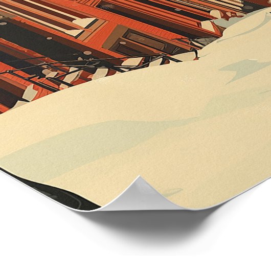 Vintager Winterurlaub Poster (Ecke)