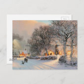 Vintager Wintervergnügen im Schnee Postkarte (Vorne/Hinten)