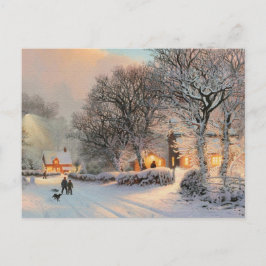 Vintager Wintervergnügen im Schnee Postkarte