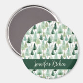 Vintager Winterwald in Wasserfarbe Personalisiert Magnet (Vorderseite/Rückseite)