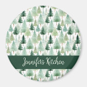 Vintager Winterwald in Wasserfarbe Personalisiert Magnet (Vorne)