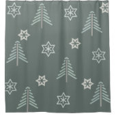 Vintager Winterwaldmuster dunkel Duschvorhang (Vorderseite)