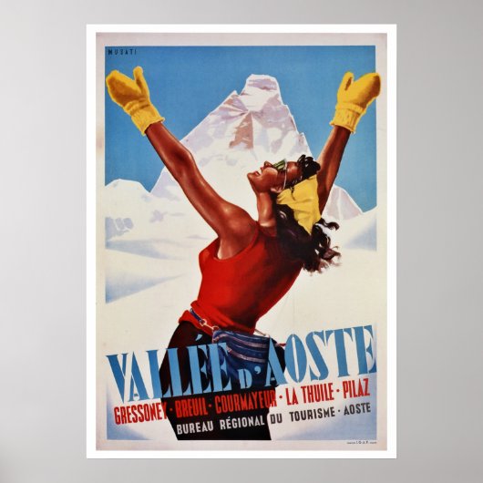 Vintager Winterwanderweg Italienische Alpen Poster (Vorne)