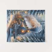 Vintager Winterzug Landschaftliche Kunstwerke Wandteppich (Vorderseite (Horizontal))