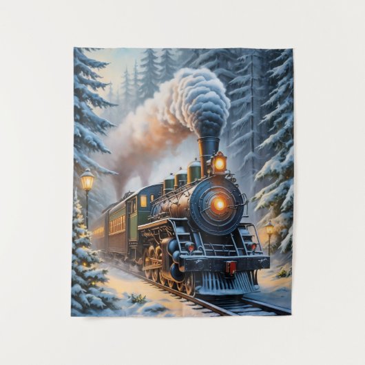 Vintager Winterzug Landschaftliche Kunstwerke Wandteppich (Vorderseite)