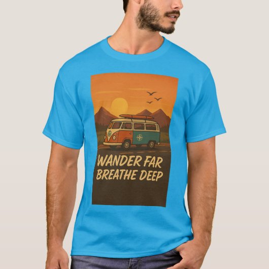 Vintager Wohnwagen mit Sonnen- und Abenteuerangebo T-Shirt (Vorderseite)