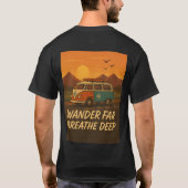 Vintager Wohnwagen mit Sonnen- und Abenteuerangebo T-Shirt (Rückseite)
