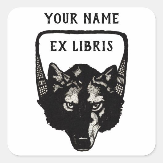 Vintager Wolf Ex Libris Buchzeichen Sticker (Vorderseite)