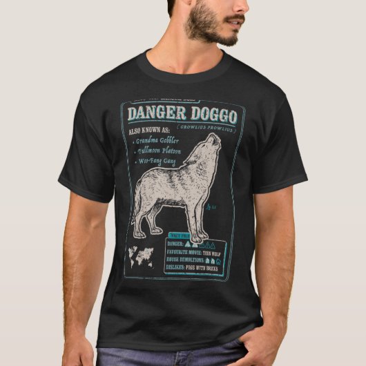 Vintager Wolf Fact File Doggo Wolf T-Shirt (Vorderseite)