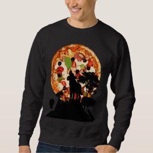Vintager Wolf Howling bei Pizza Moon Wolves Sweatshirt
