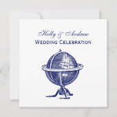 Vintager World Globe Lithograph, der die Marine Ze Einladung (Vorderseite)