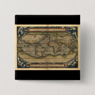 Vintager World Map Atlas Historisches Design Button