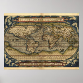 Vintager World Map Atlas Historisches Design Poster
