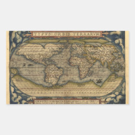 Vintager World Map Atlas Historisches Design Rechteckiger Aufkleber