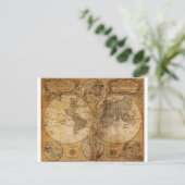 Vintager World Map Atlas Postkarte (Stehend Vorderseite)