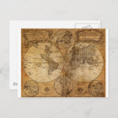 Vintager World Map Atlas Postkarte (Vorne/Hinten)