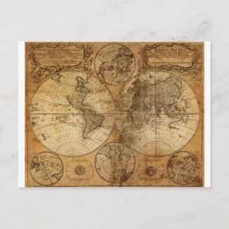 Vintager World Map Atlas Postkarte