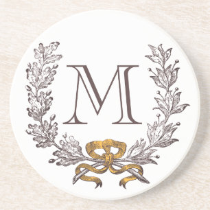 Vintager Wreath-personalisierte Monogramm-Initiale Getränkeuntersetzer