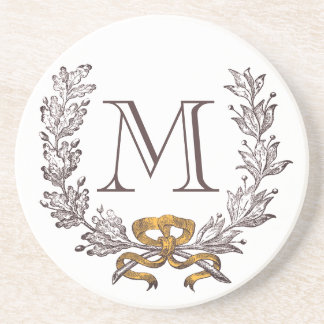 Vintager Wreath-personalisierte Monogramm-Initiale Getränkeuntersetzer