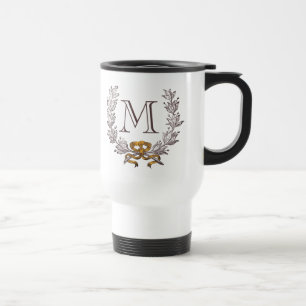 Vintager Wreath-personalisierte Monogramm-Initiale Reisebecher