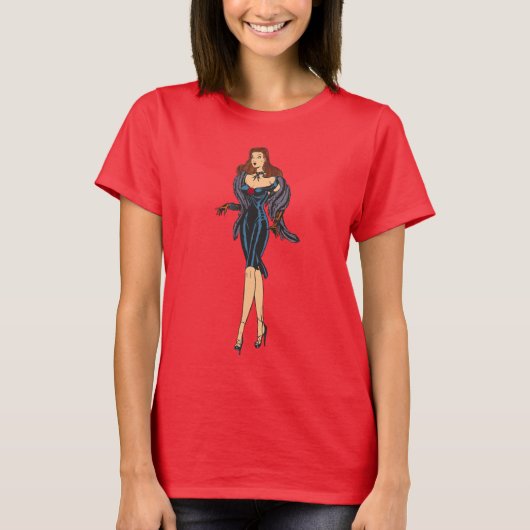 Vintager wunderschöner Brünetter Glamour Pinup T-Shirt (Vorderseite)