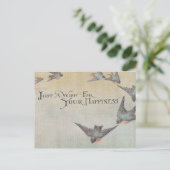 Vintager Wunsch nach glücklichen Vögeln Postkarte (Stehend Vorderseite)